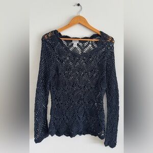 Chico’s Open Knit Chenille Fairy Grunge Sweater Size 1 Whimsigoth Witch Vamp